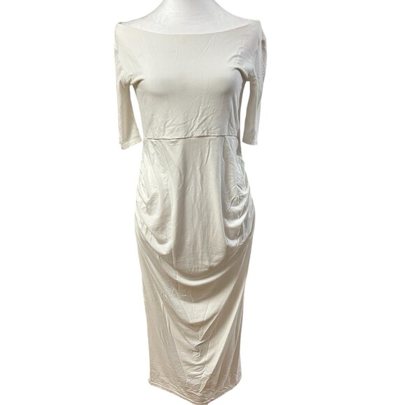ASOS White Midi‎ Ruched Dress - Picture 1 of 6